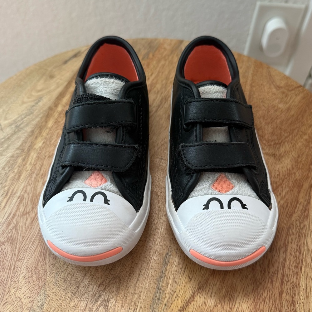 Converse Jack Purcell K Black/White/Orange Toddler Girls Sneakers Sz: 9